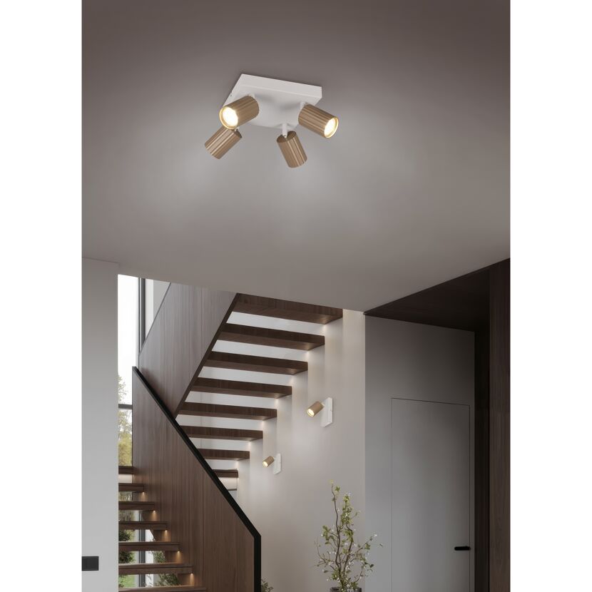 LED-Spot 'Soka' Metall kaffeefarben/grau 4-flammig 10 W