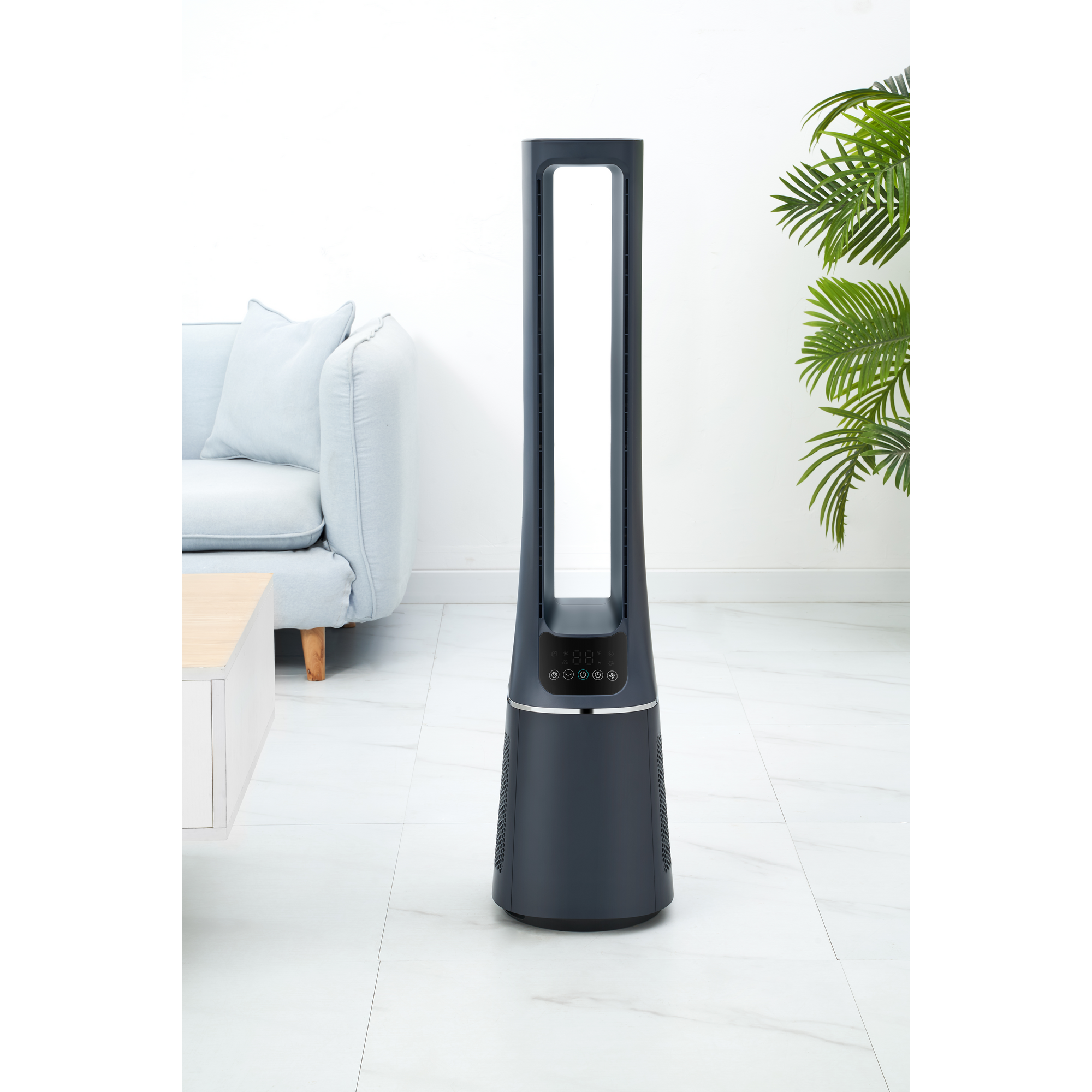 Turmventilator blau mit Luftreiniger