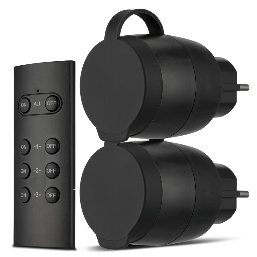 Funksteckdosen-Set Mini 2+1 schwarz