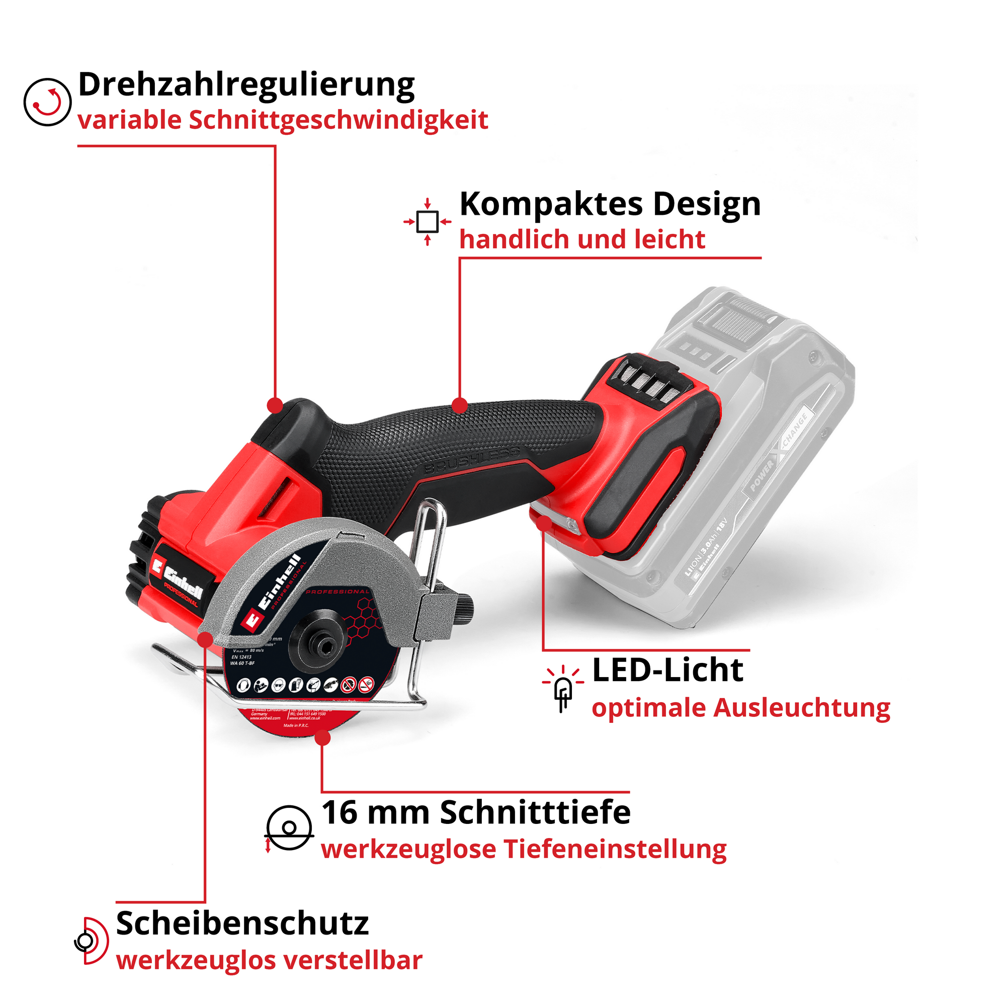Akku-Trennschleifer 'TP-CO 18/76-C Li BL - Solo' ohne Akku