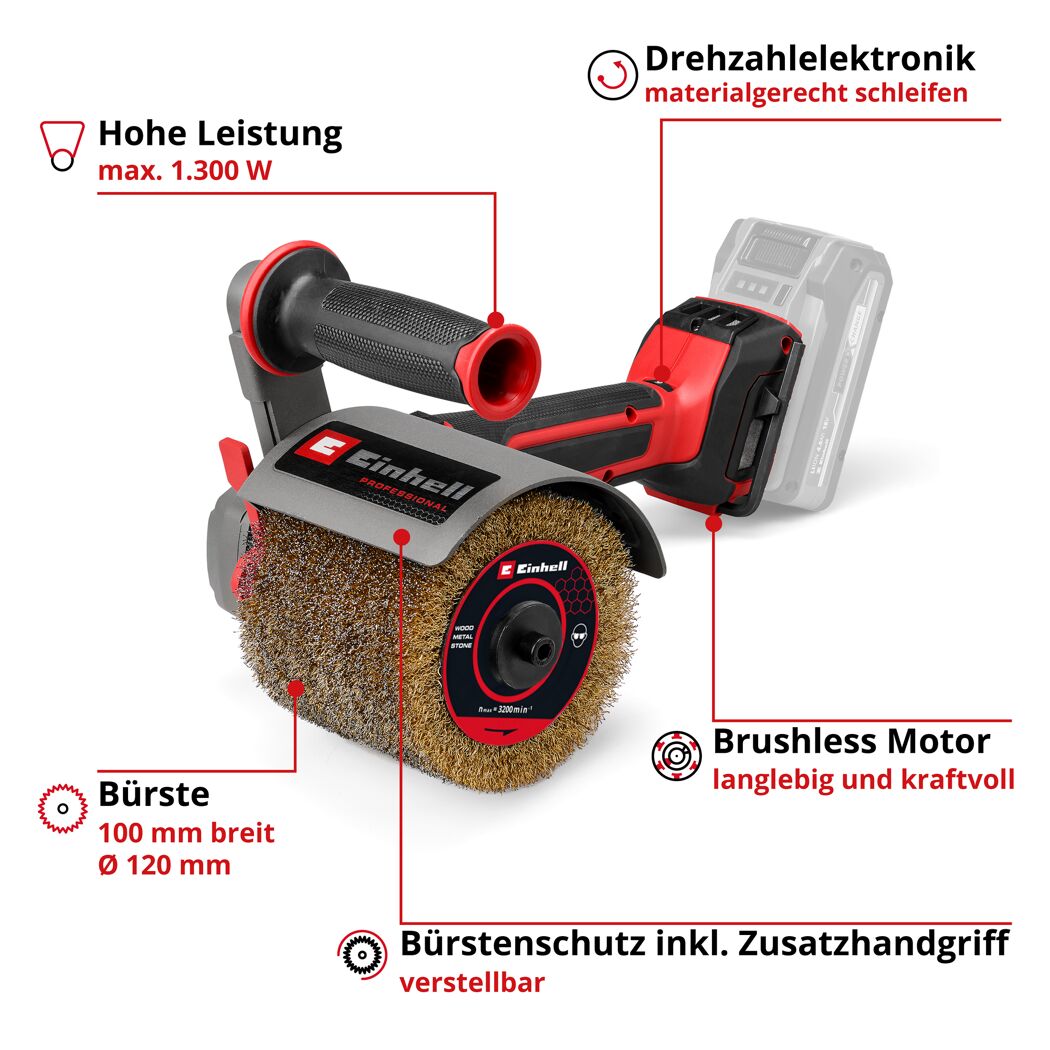 Akku-Bürstenschleifer 'TP-BR 18/32 Li BL - Solo' ohne Akku