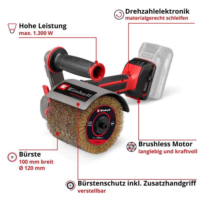 Akku-Bürstenschleifer 'TP-BR 18/32 Li BL - Solo' ohne Akku