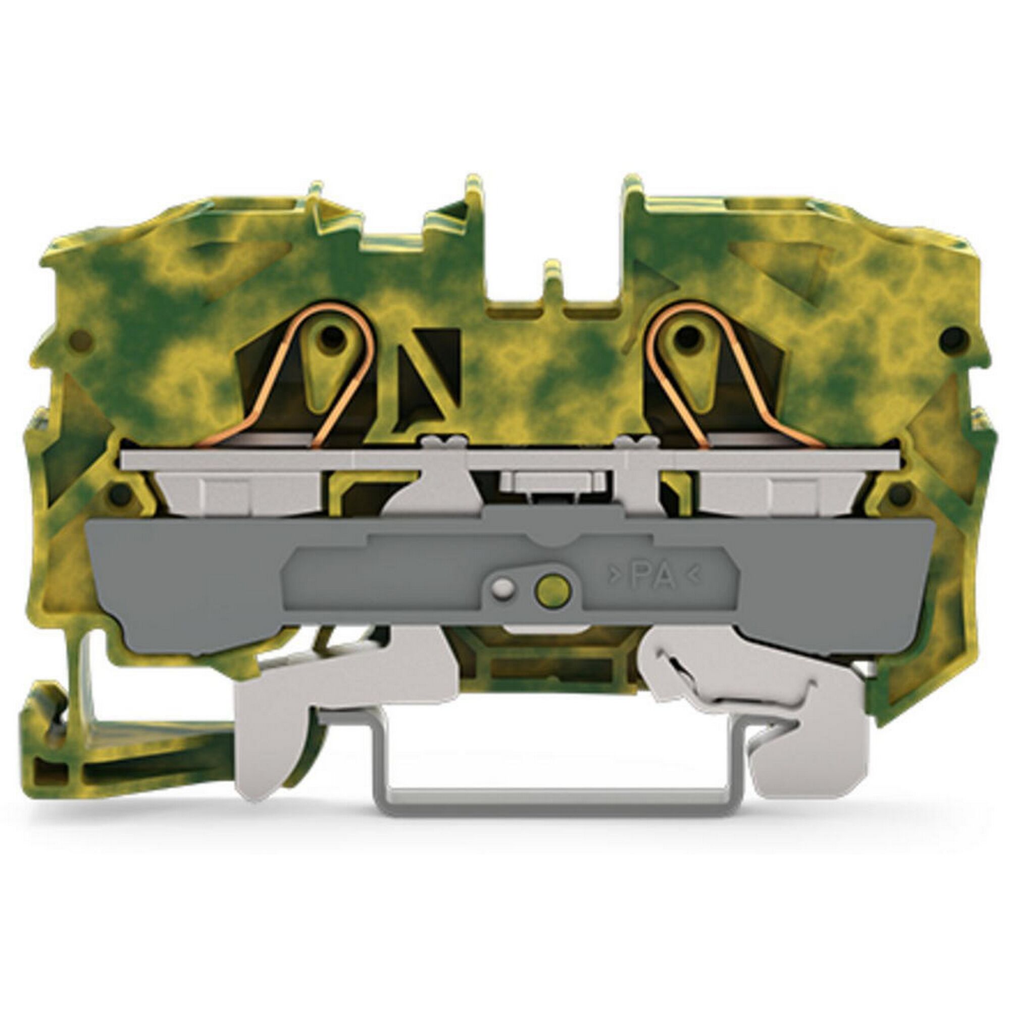 Grüne Reihenklemme 10 mm², Nahaufnahme