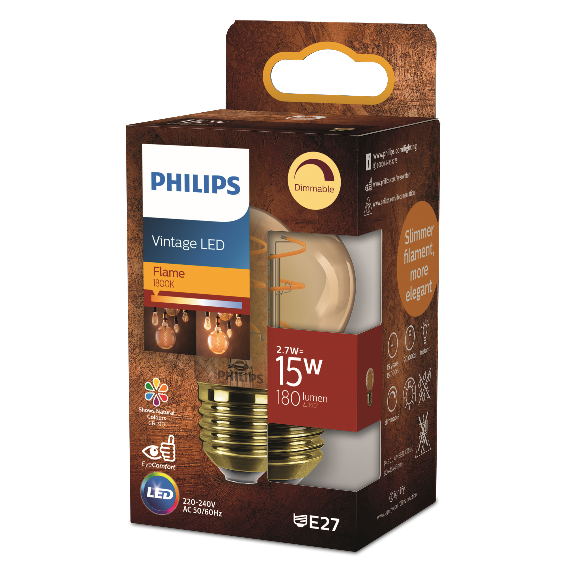 LED-Lampe 'Amber' tropfenform E27 15 W 180 lm dimmbar