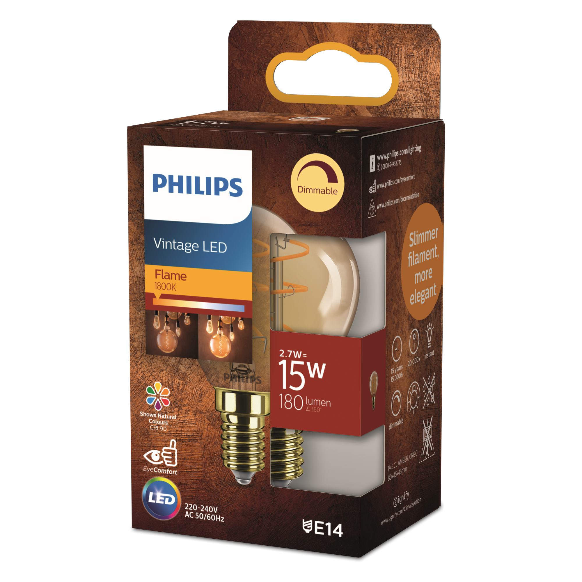 LED-Lampe 'Amber' tropfenform E14 15 W 180 lmdimmbar