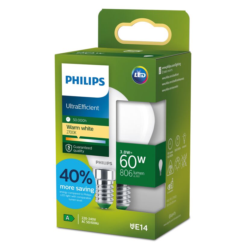 Philips LED-Leuchtmittel Tropfen matt E14 in Verpackung