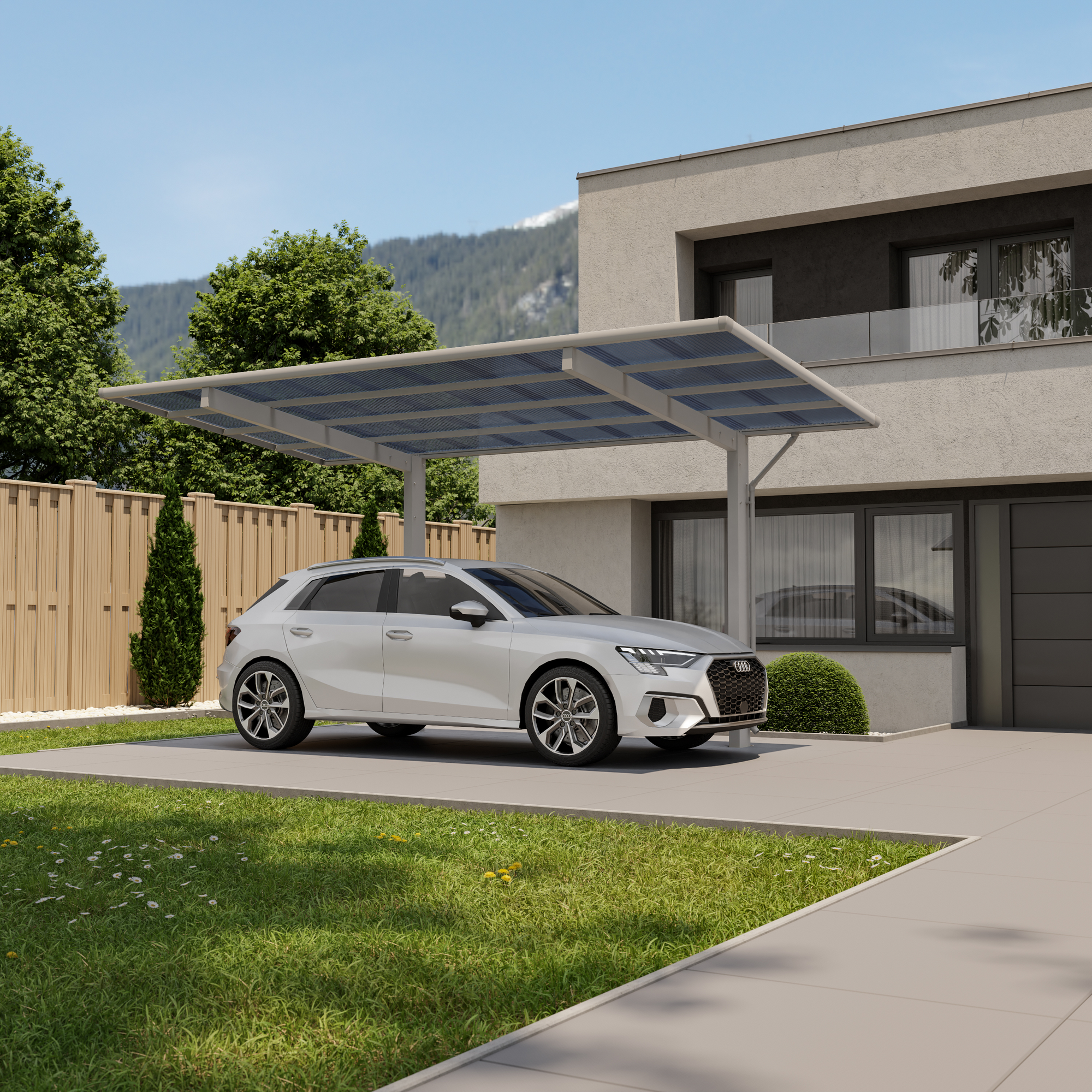 Carport 'Wing 80' Aluminium silbern 531,4 x 260 x 275,7 cm