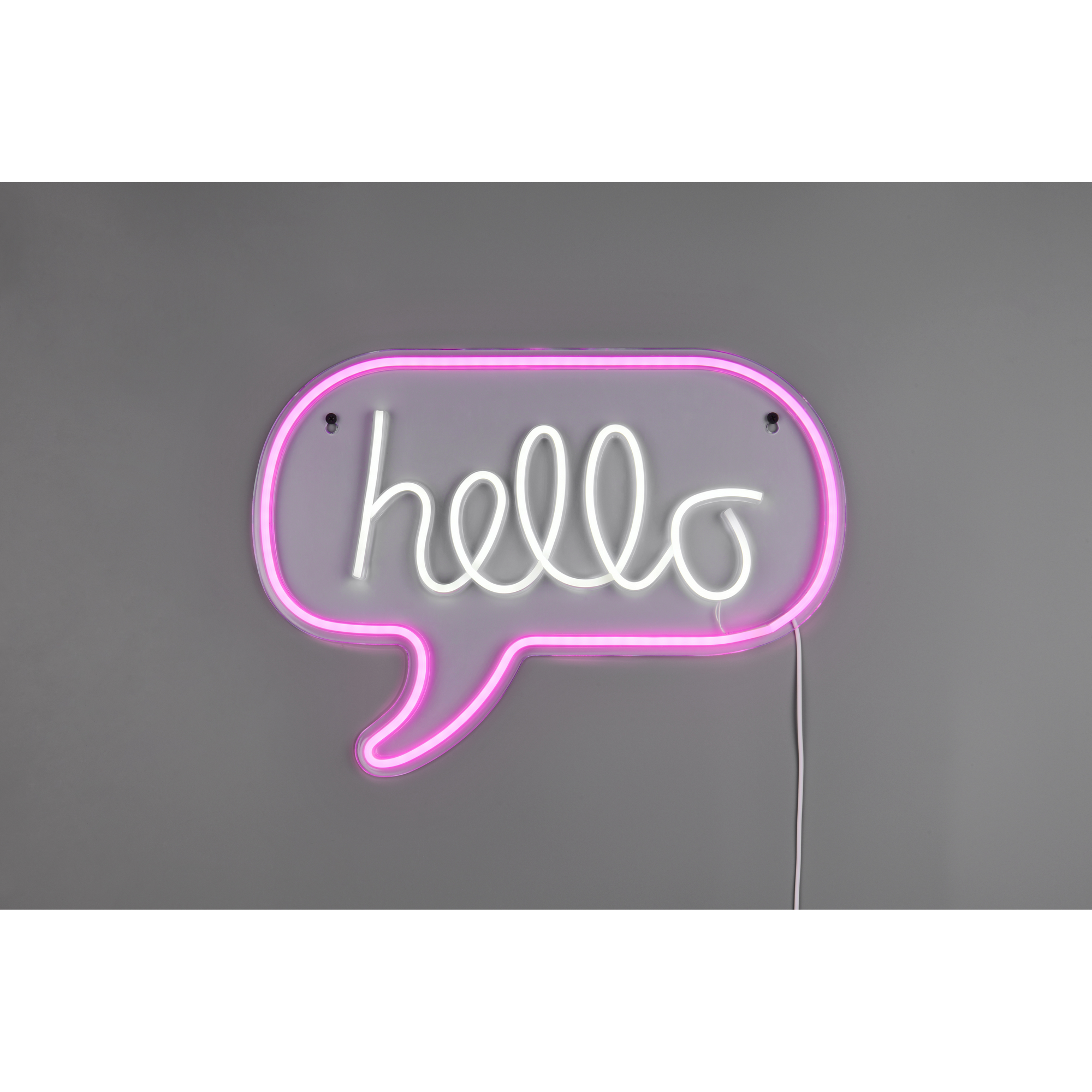 LED-Neon-Wandleuchte 'Hello' transparent 43 x 31 x 1,6 cm
