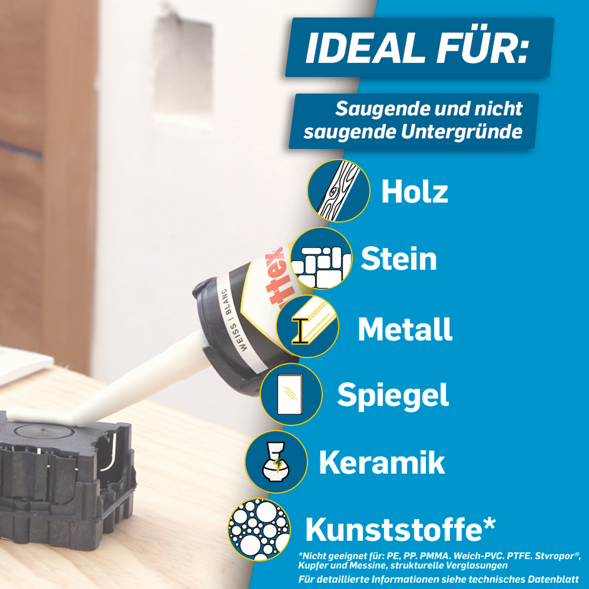 Montagekleber 'Kleben statt Bohren' weiß 495 g
