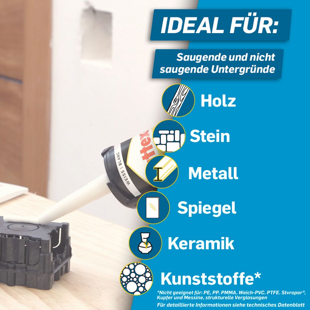 Montagekleber 'Kleben statt Bohren' weiß 495 g