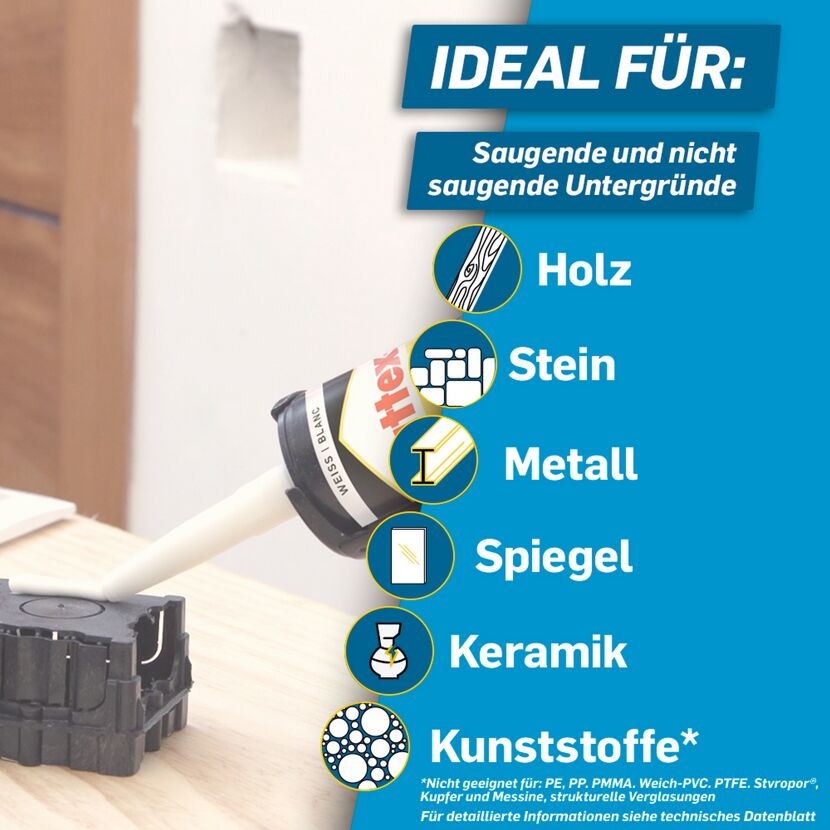 Montagekleber 'Kleben statt Bohren' weiß 495 g