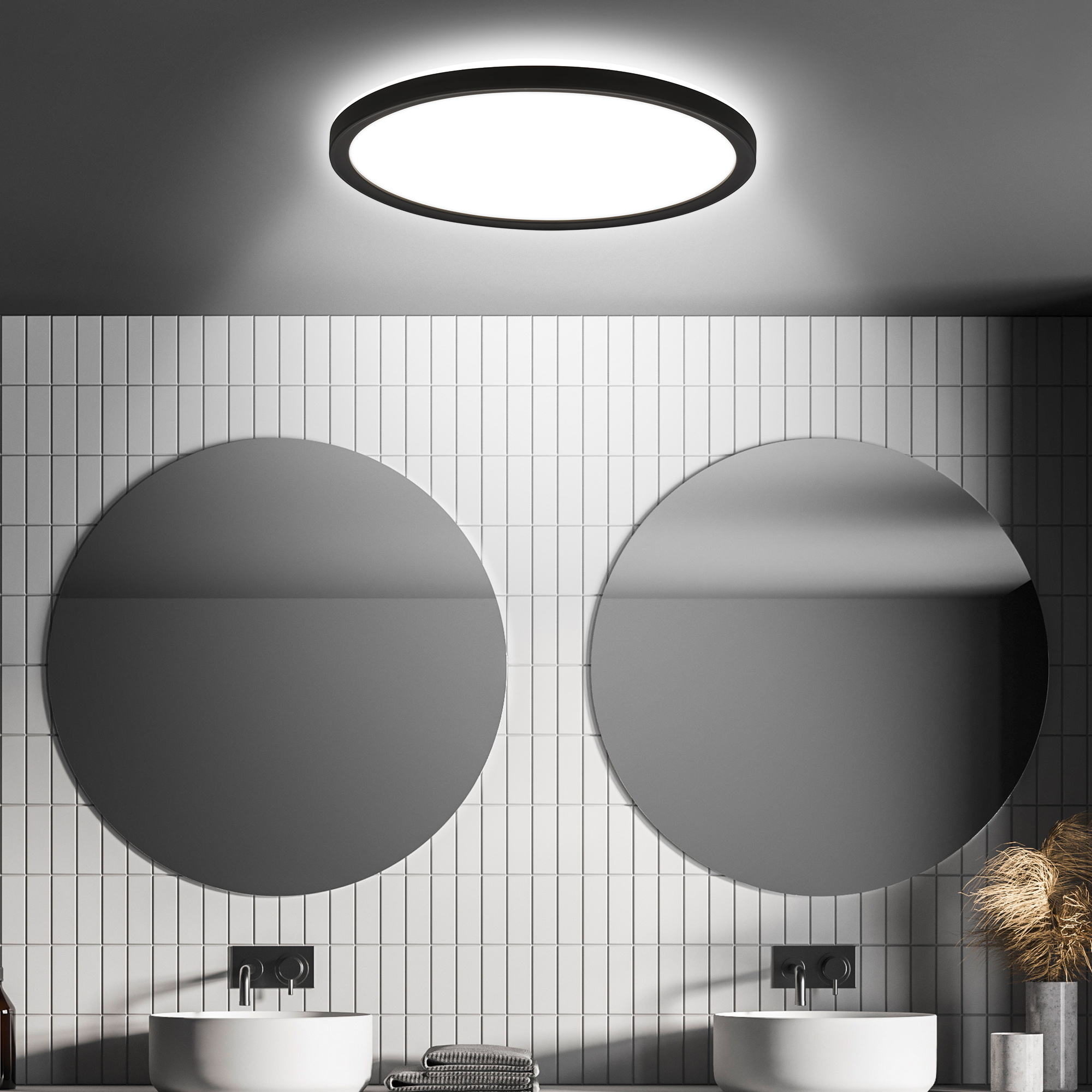 LED-Deckenleuchte 'Move' Ø 29 cm schwarz 2400 lm