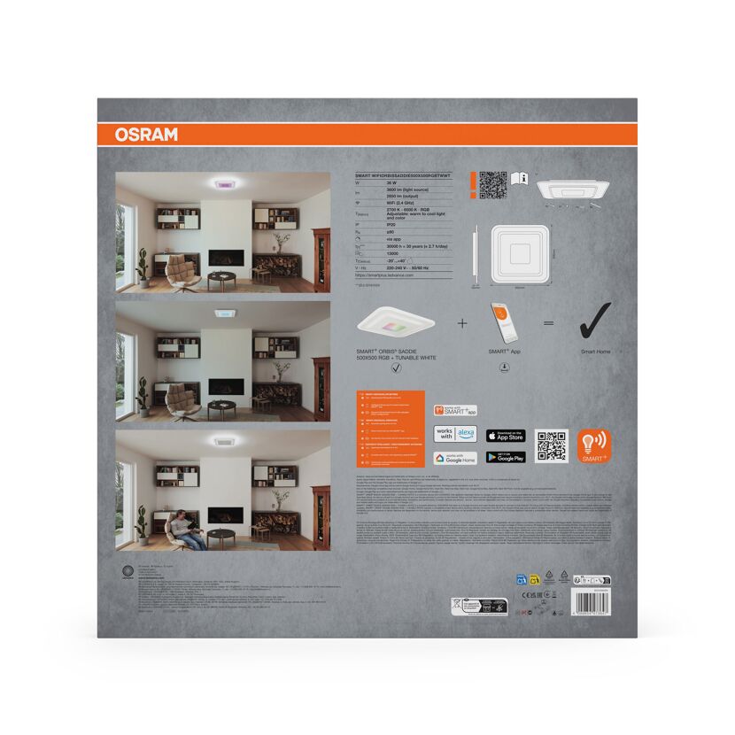 LED-Deckenleuchte 'Orbis Saddie' 55 x 55 cm 32 W 2850 lm