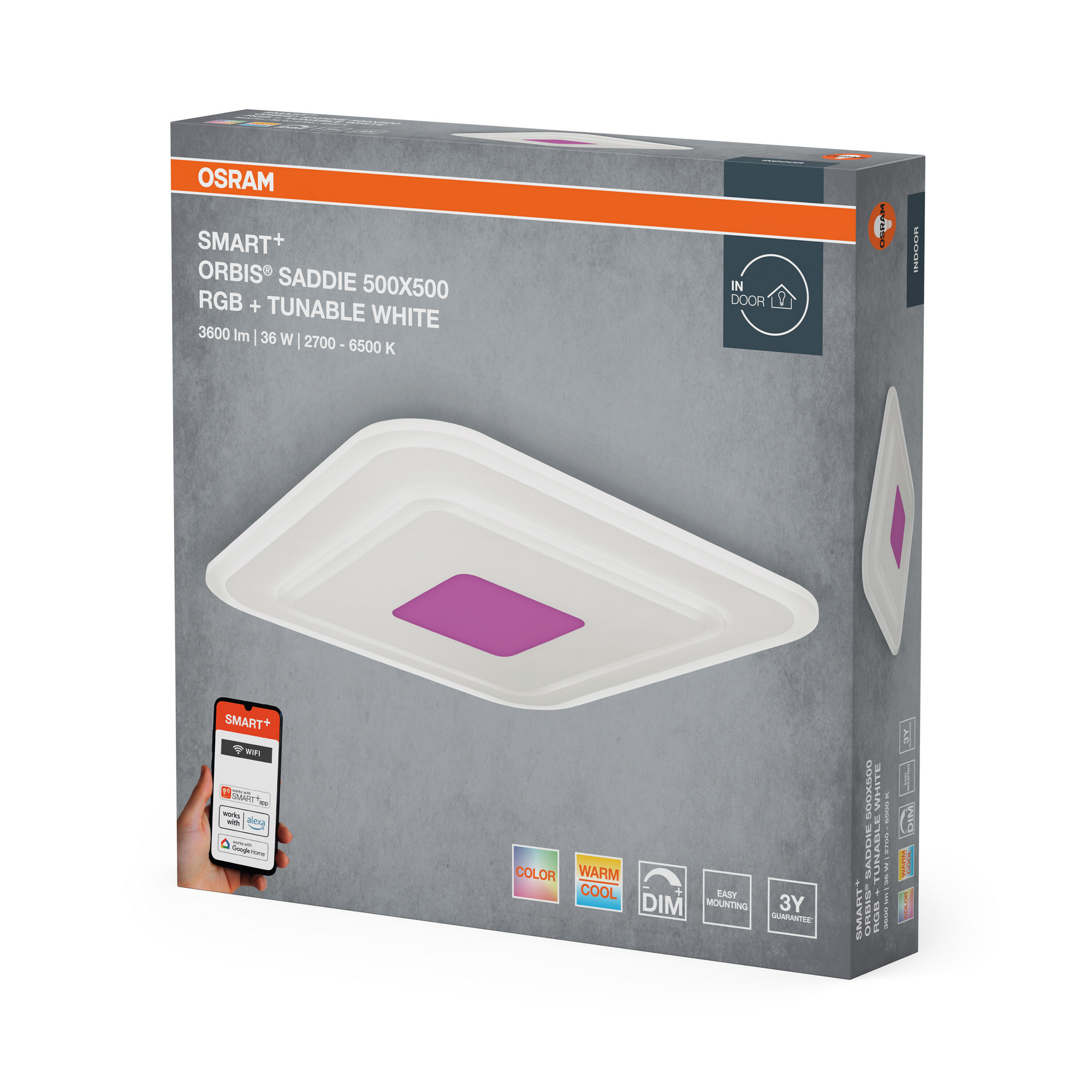 LED-Deckenleuchte 'Orbis Saddie' 55 x 55 cm 32 W 2850 lm