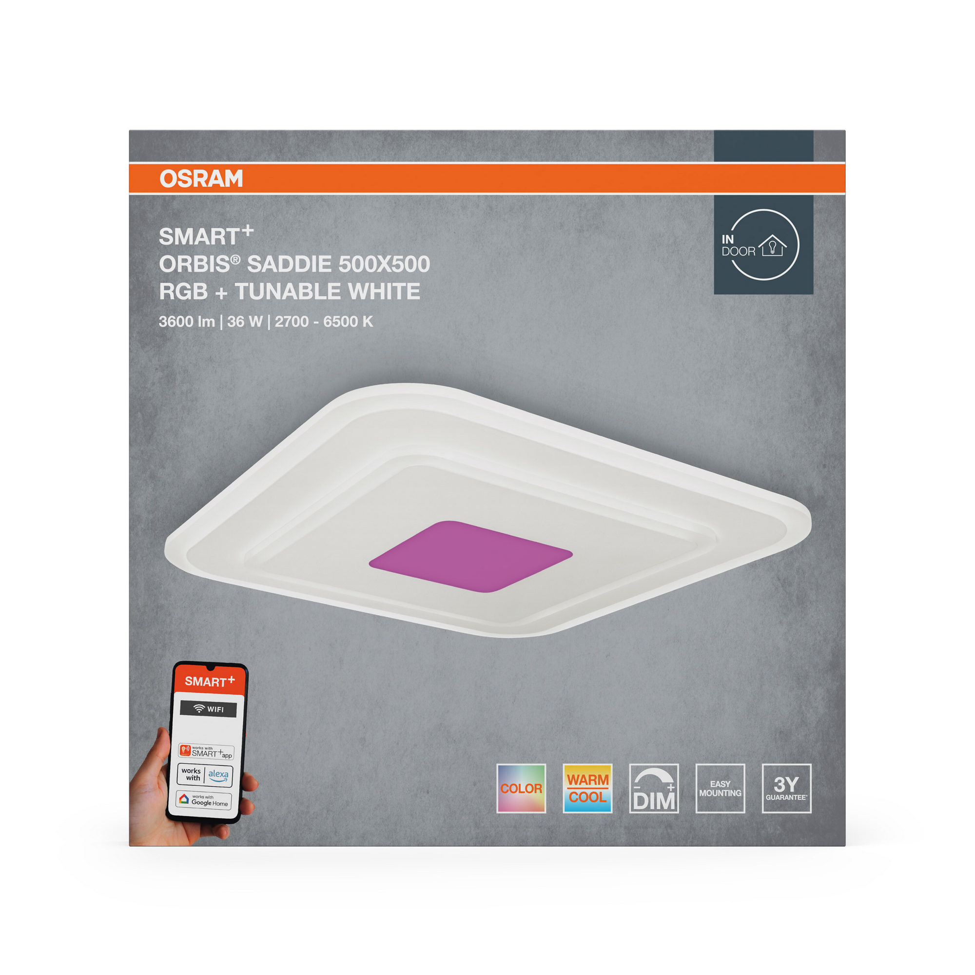 LED-Deckenleuchte 'Orbis Saddie' 55 x 55 cm 32 W 2850 lm