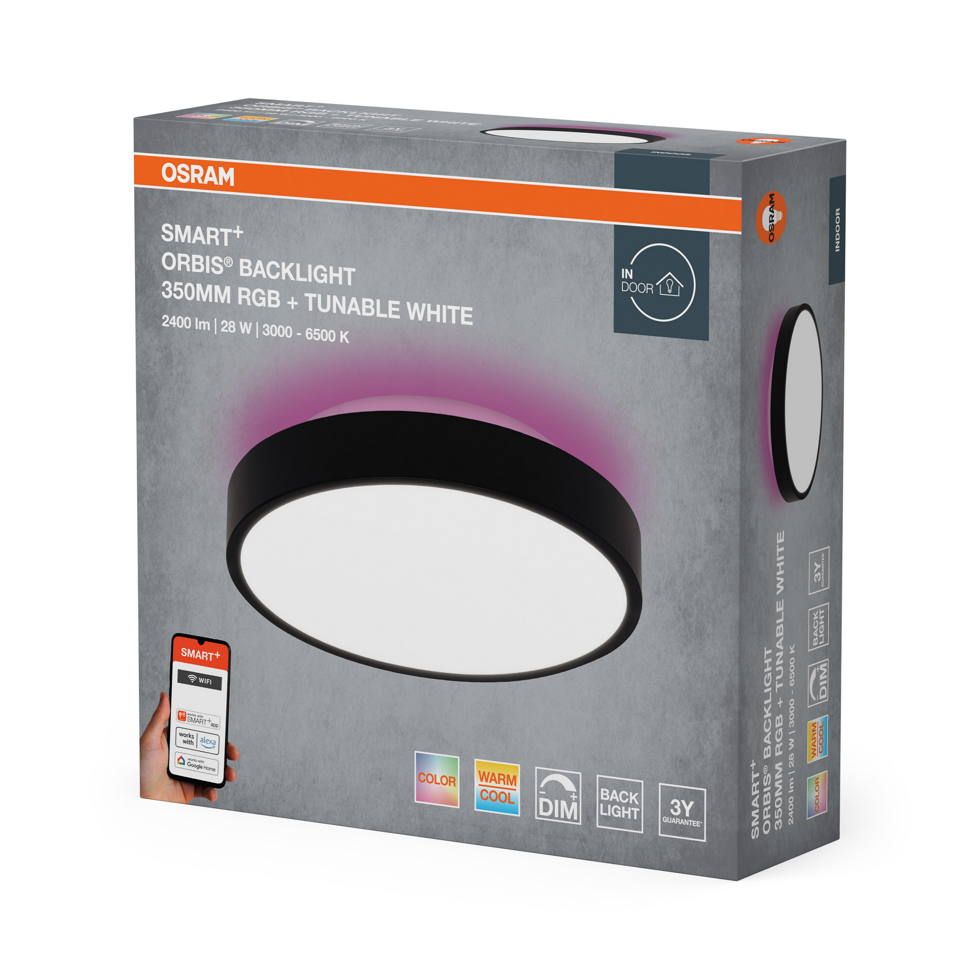 LED-Deckenleuchte 'Orbis Backlight' schwarz Ø 35 cm 28 W