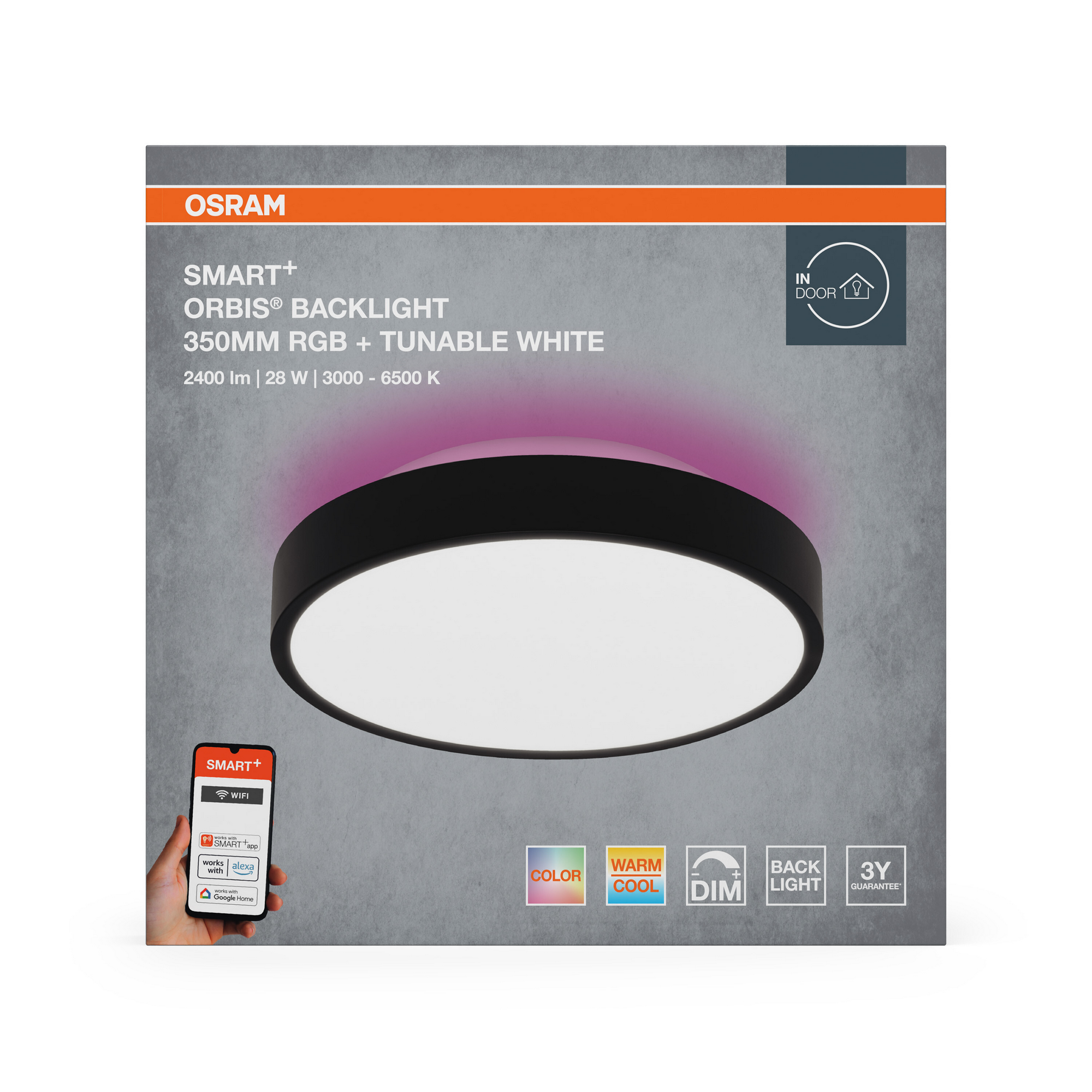 LED-Deckenleuchte 'Orbis Backlight' schwarz Ø 35 cm 28 W