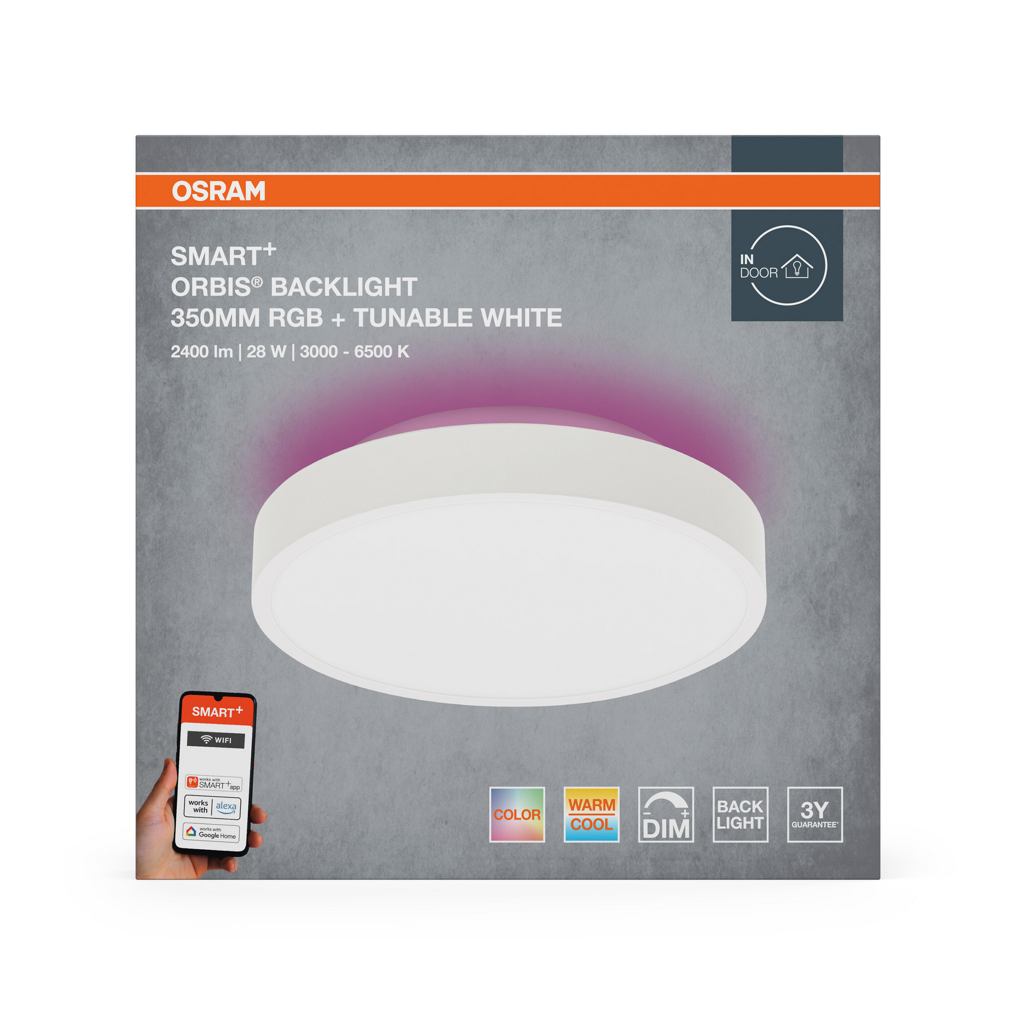 LED-Deckenleuchte 'Orbis Backlight' weiß 28 W 1400 lm