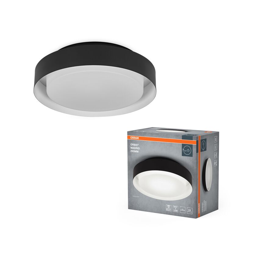 LED-Deckenleuchte 'Orbis Madrid' schwarz Ø 29 cm