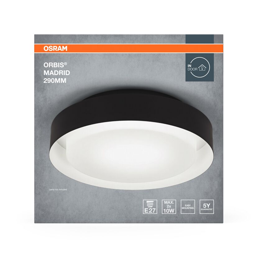LED-Deckenleuchte 'Orbis Madrid' schwarz Ø 29 cm