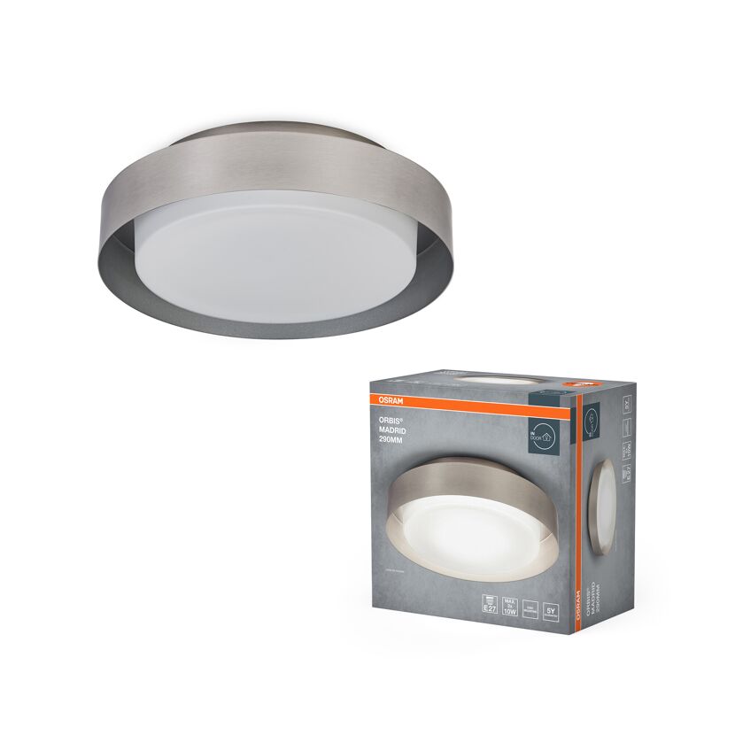 LED-Deckenleuchte 'Orbis Madrid' nickelfarben Ø 29 cm