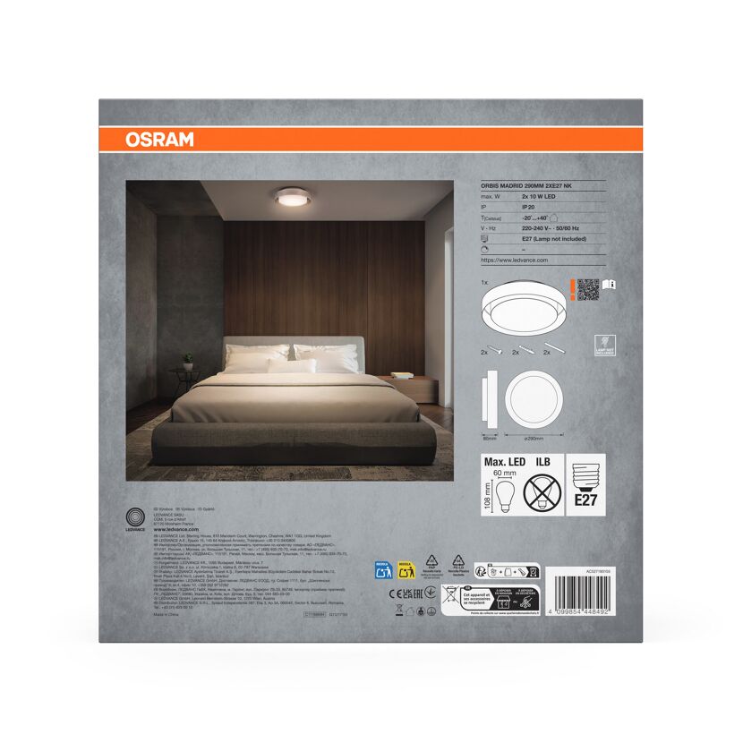 LED-Deckenleuchte 'Orbis Madrid' nickelfarben Ø 29 cm