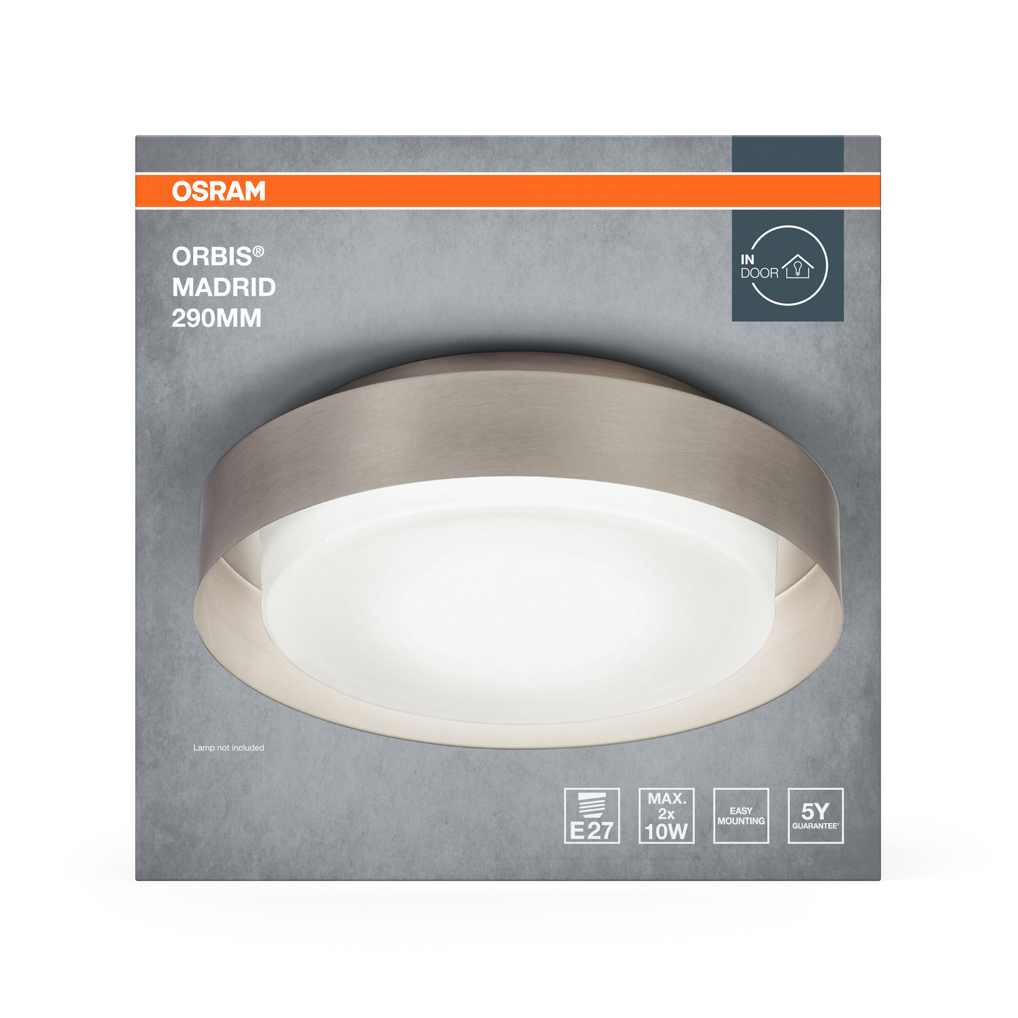 LED-Deckenleuchte 'Orbis Madrid' nickelfarben Ø 29 cm