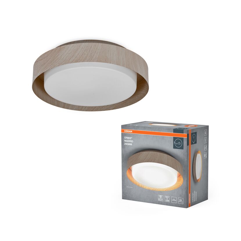 LED-Deckenleuchte 'Orbis Madrid' holzfarben Ø 29 cm