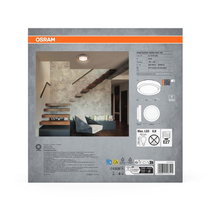 LED-Deckenleuchte 'Orbis Madrid' holzfarben Ø 29 cm