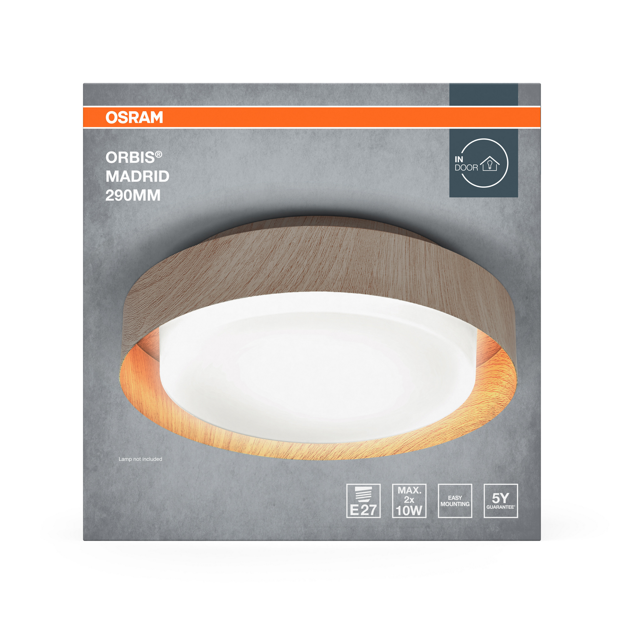 LED-Deckenleuchte 'Orbis Madrid' holzfarben Ø 29 cm