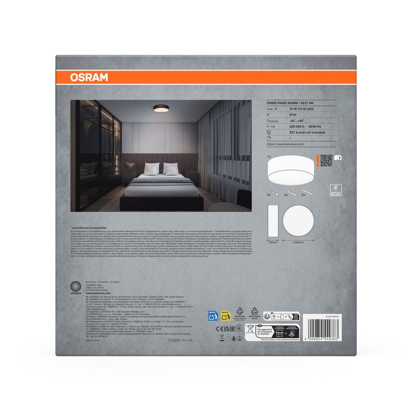 LED-Deckenleuchte 'Orbis Paris'  schwarz Ø 30 cm