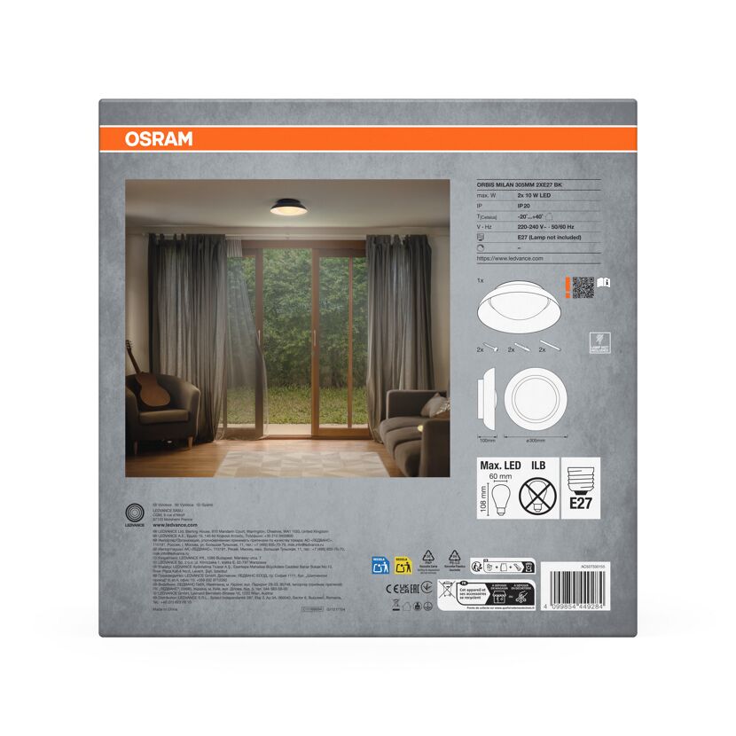 LED-Deckenleuchte 'Orbis Milan' schwarz  Ø 30 cm