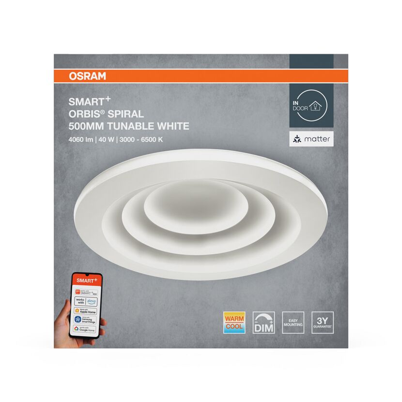 LED-Deckenleuchte 'Spiral' weiß Ø 50 cm 32 W 1900 lm