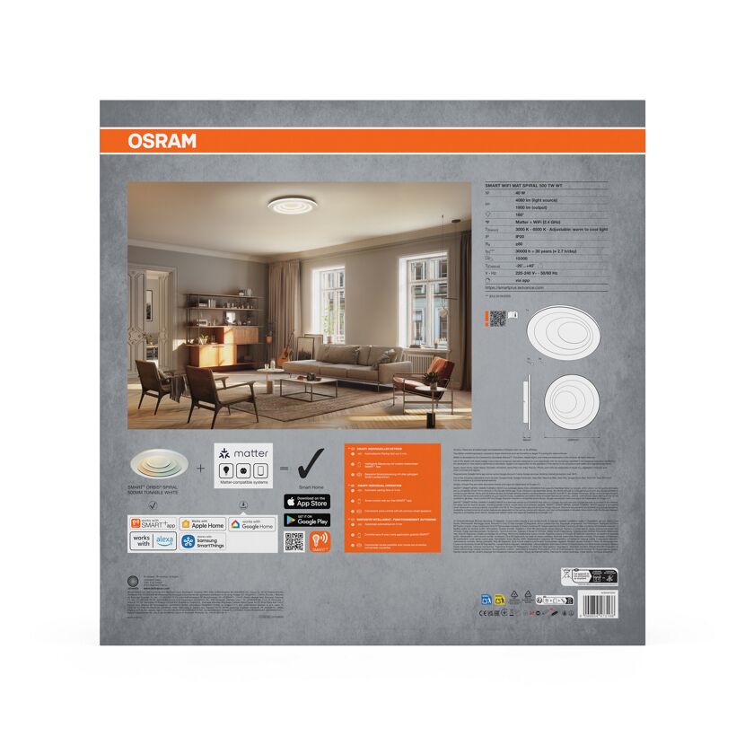 LED-Deckenleuchte 'Spiral' weiß Ø 50 cm 32 W 1900 lm