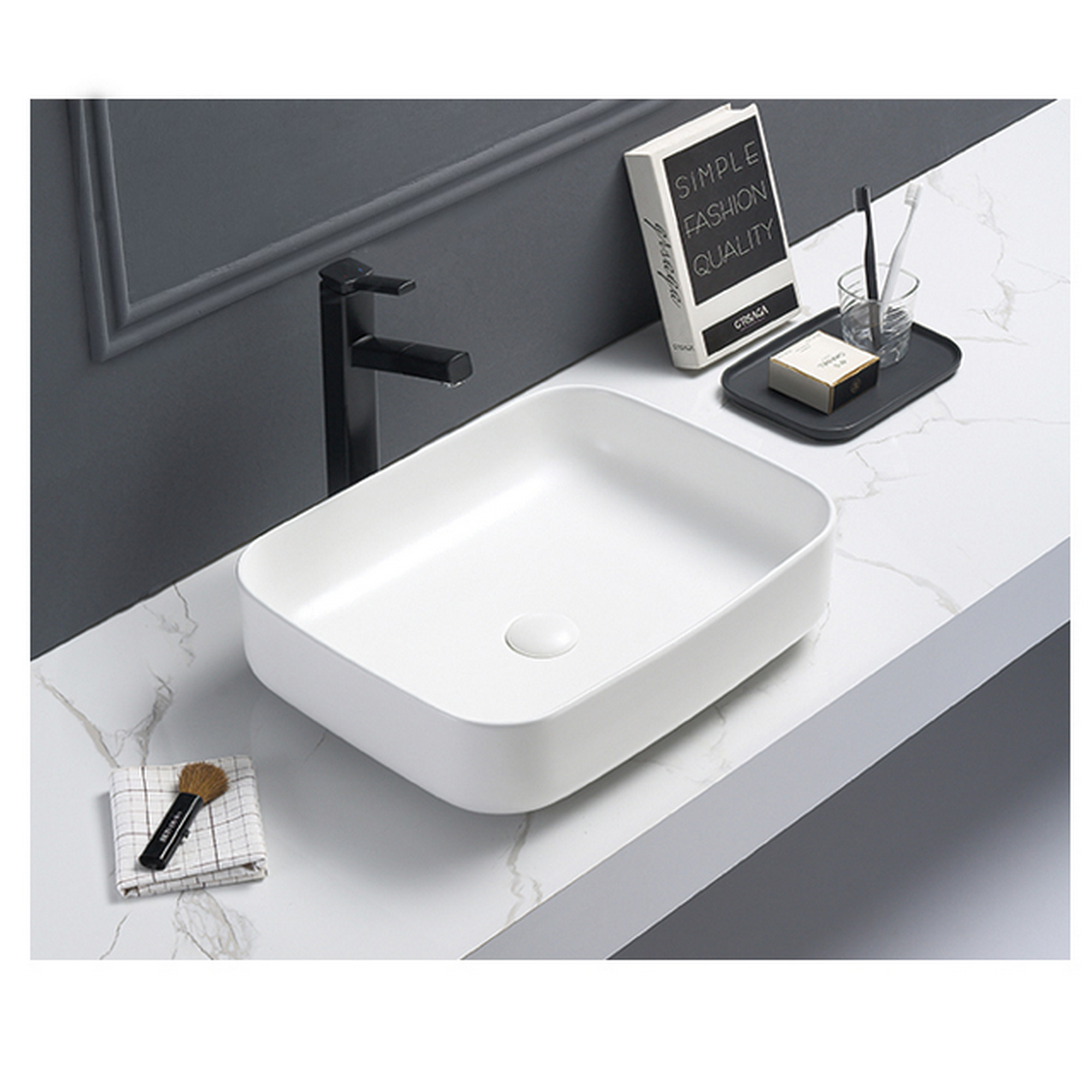 Aufsatzwaschtisch 'Glaros' weiß 45 x 56 x 19 cm