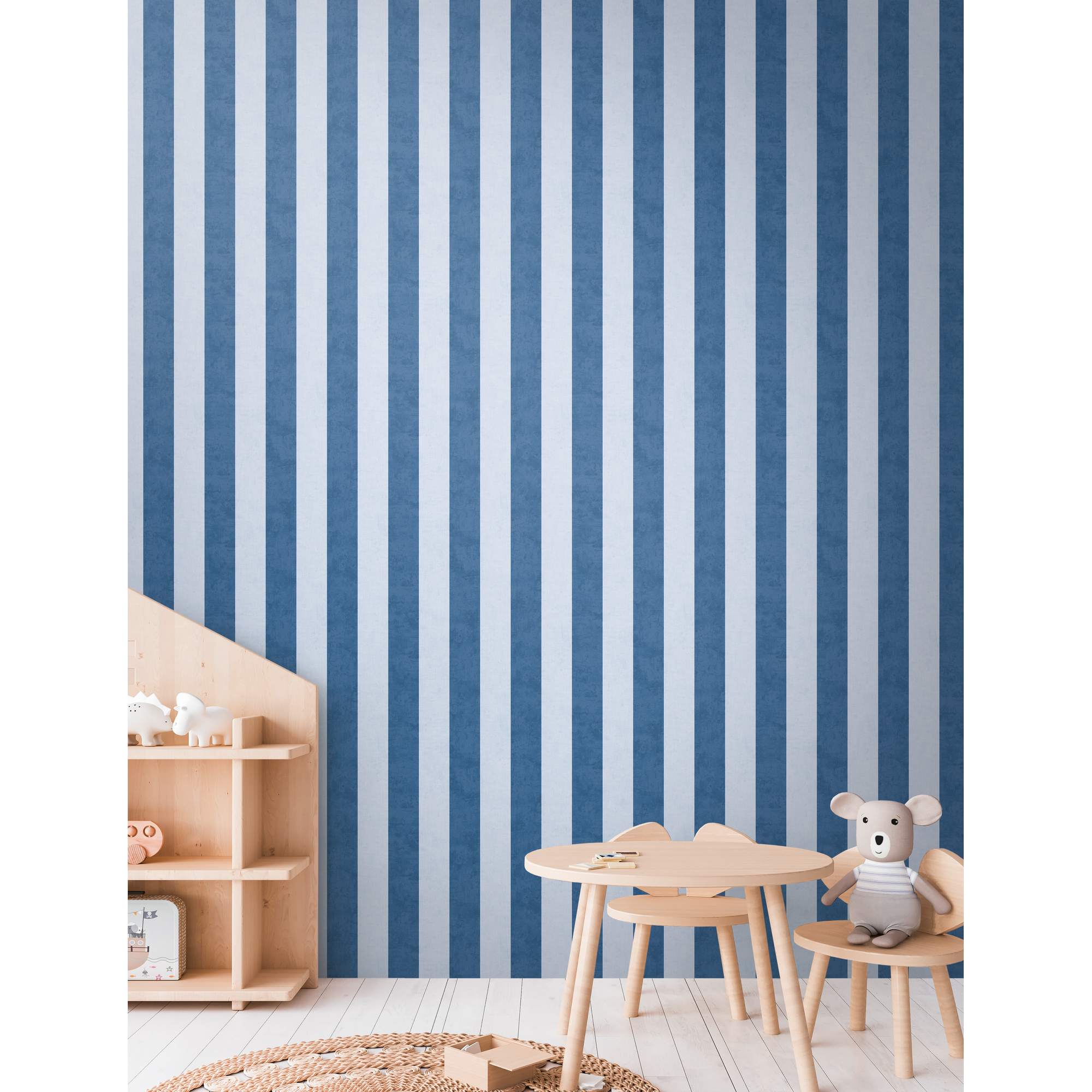 Vliestapete 'Lilly & Luis' Streifen blau 0,53 x 10,05 m