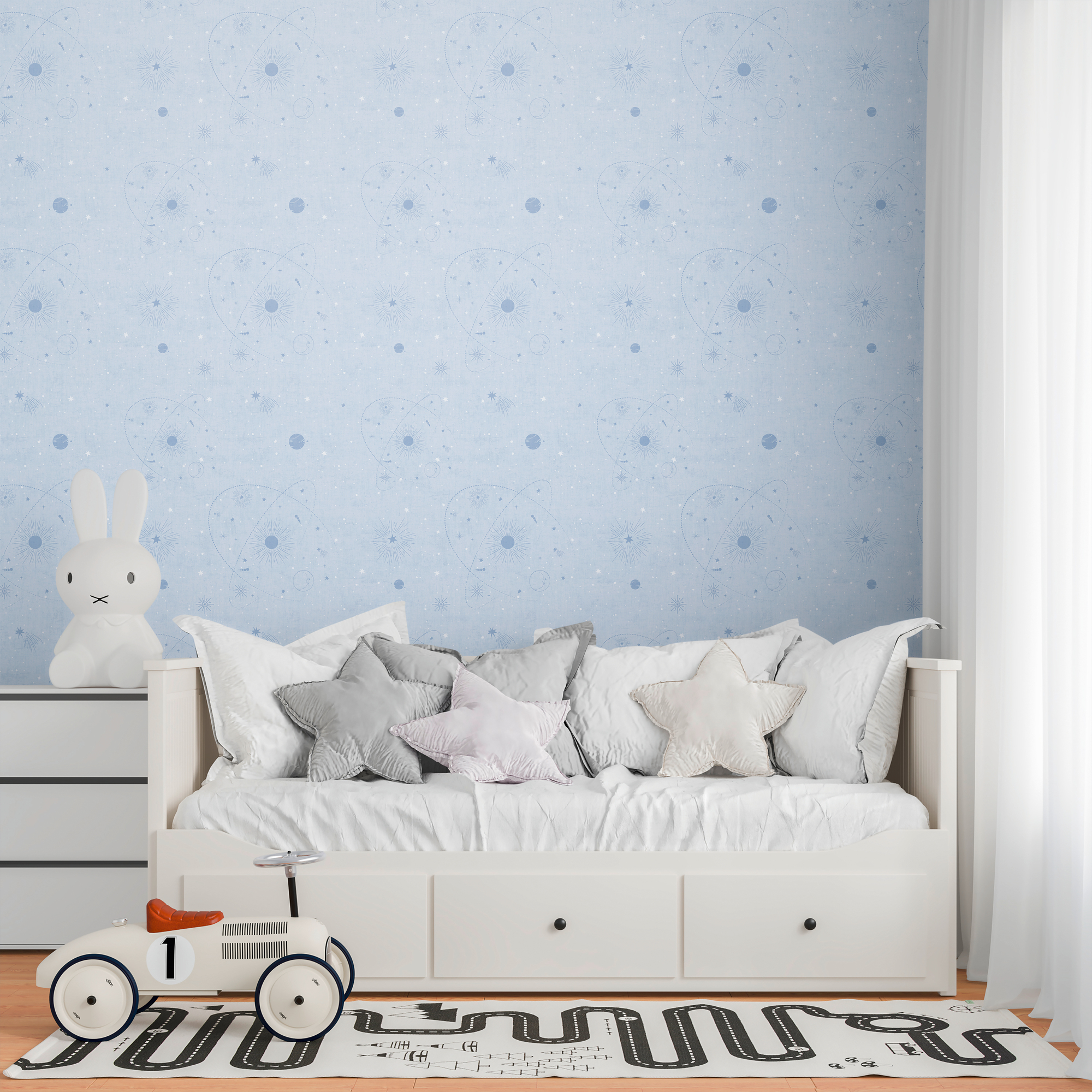 Vliestapete 'Lilly & Luis' Sterne blau 0,53 x 10,05 m