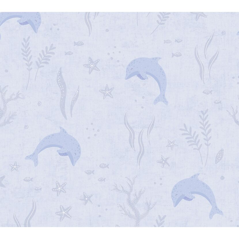Vliestapete 'Lilly & Luis' Delfin blau 0,53 x 10,05 m
