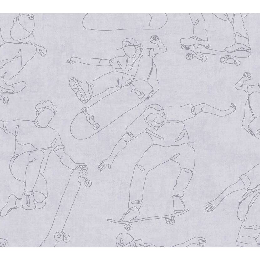 Vliestapete 'Lilly & Luis' Skater grau 0,53 x 10,05 m