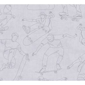 Vliestapete 'Lilly & Luis' Skater grau 0,53 x 10,05 m