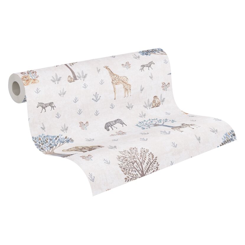 Vliestapete 'Lilly & Luis' Tiere beige 0,53 x 10,05 m