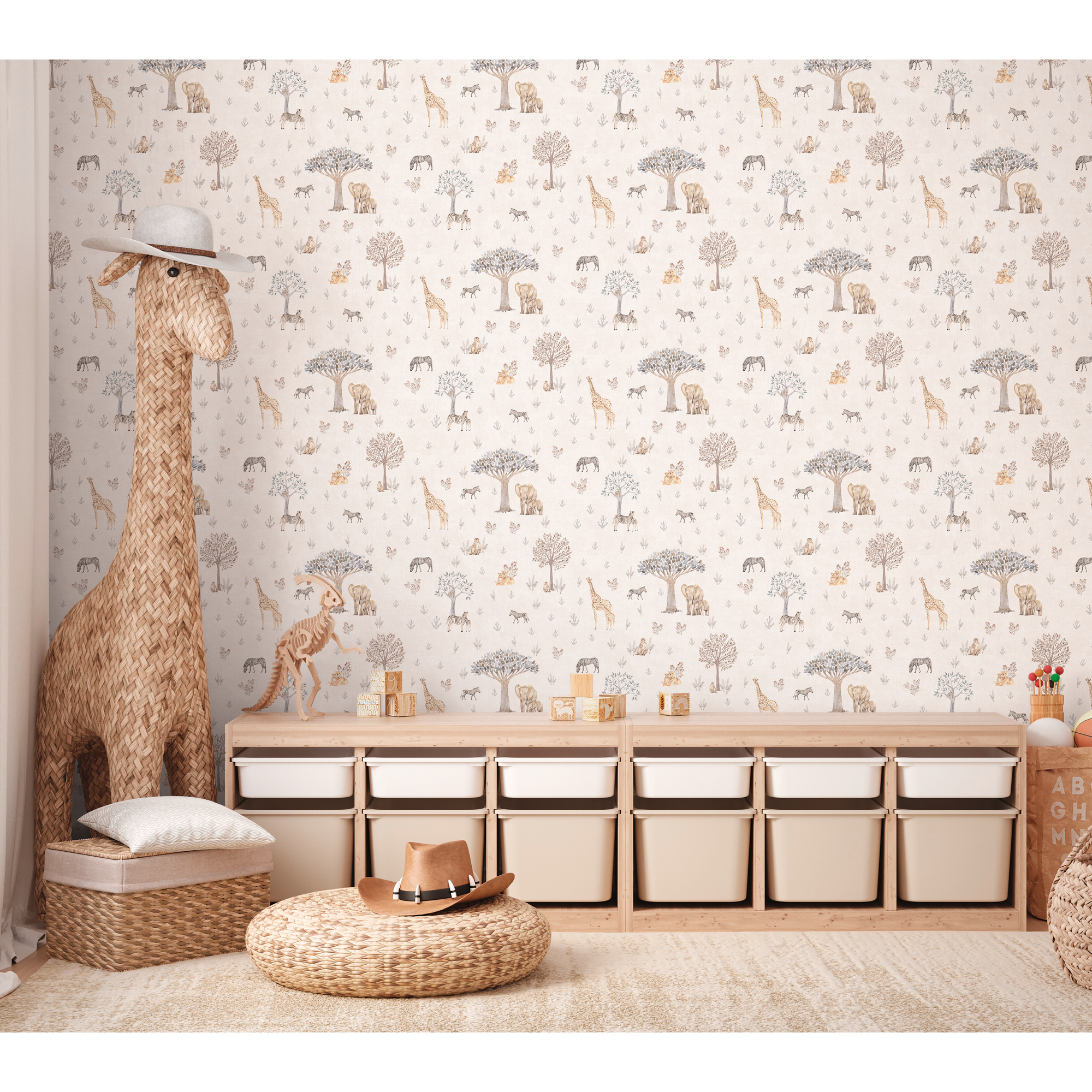 Vliestapete 'Lilly & Luis' Tiere beige 0,53 x 10,05 m