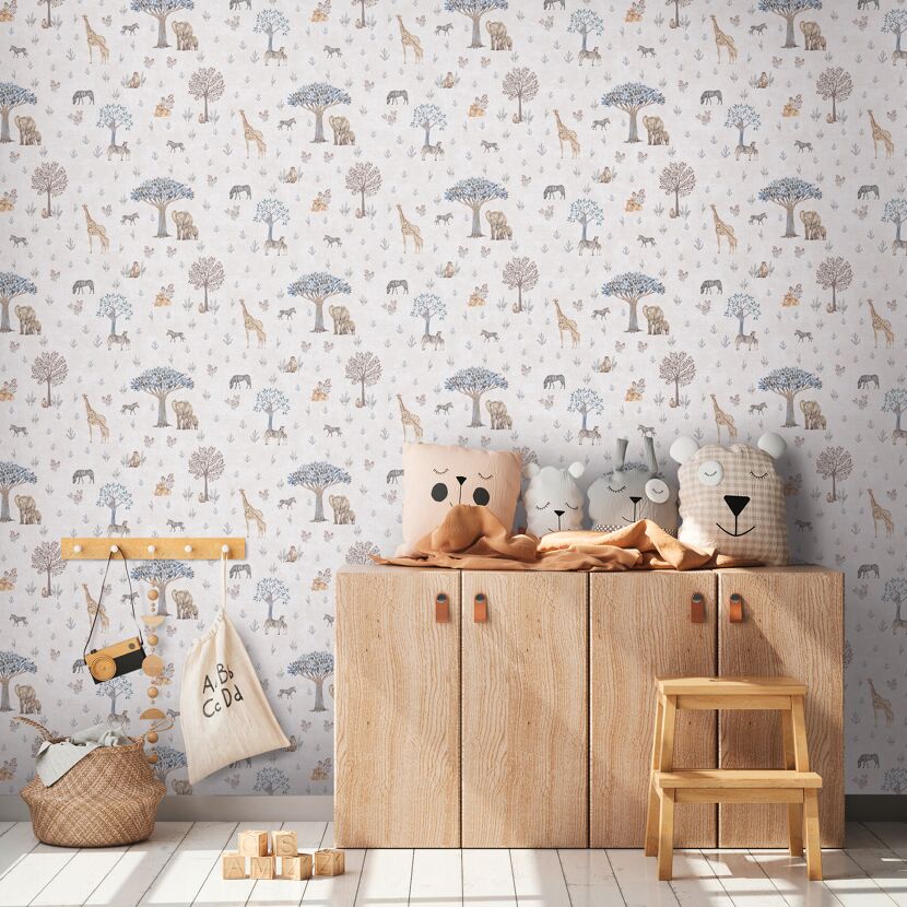 Vliestapete 'Lilly & Luis' Tiere beige 0,53 x 10,05 m