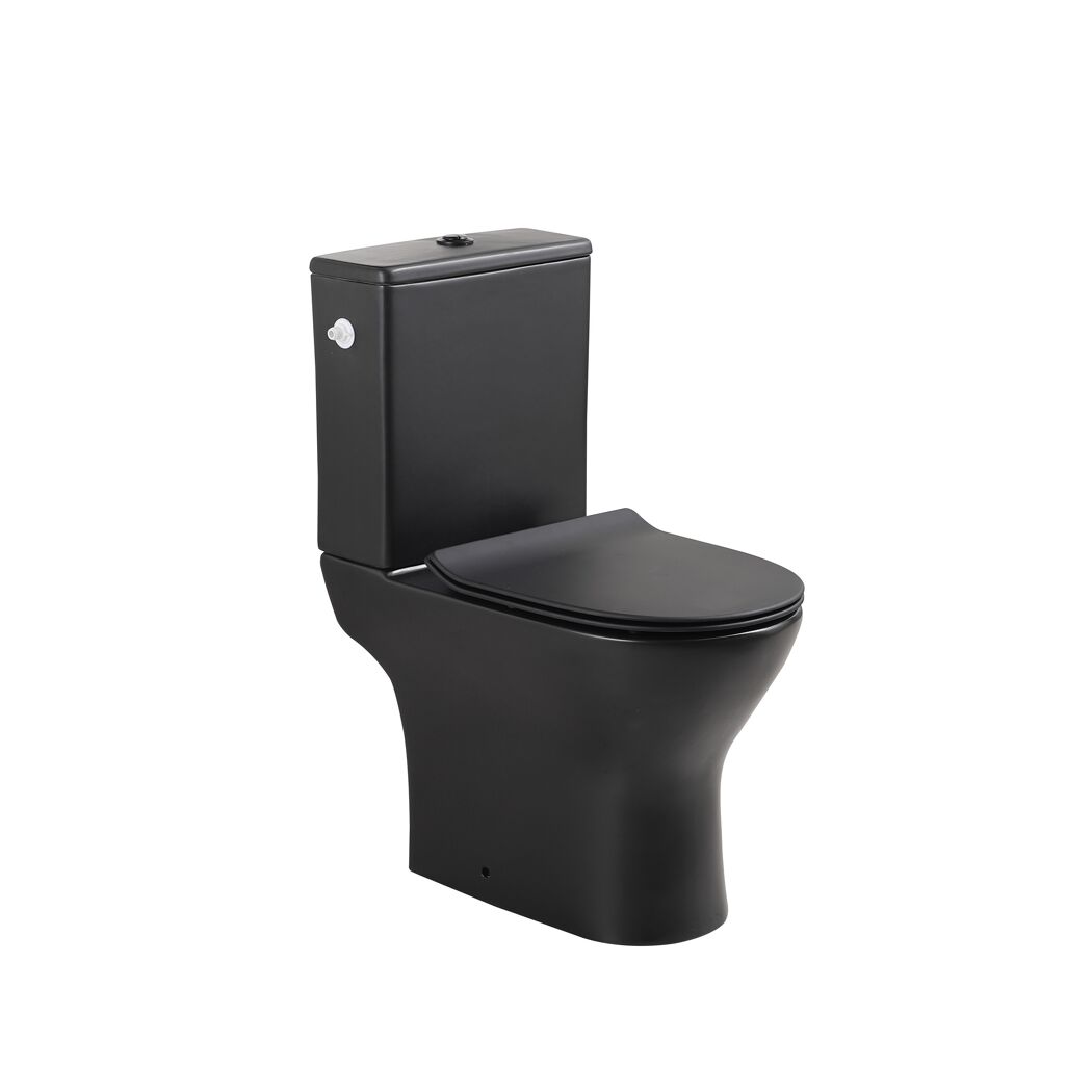 Stand-WC-Set spülrandlos 'Paros' inklusive WC-Sitz schwarz