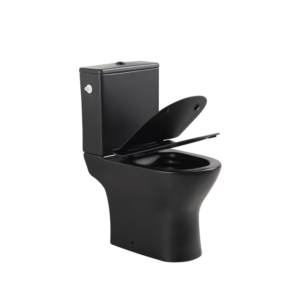 Stand-WC-Set spülrandlos 'Paros' inklusive WC-Sitz schwarz