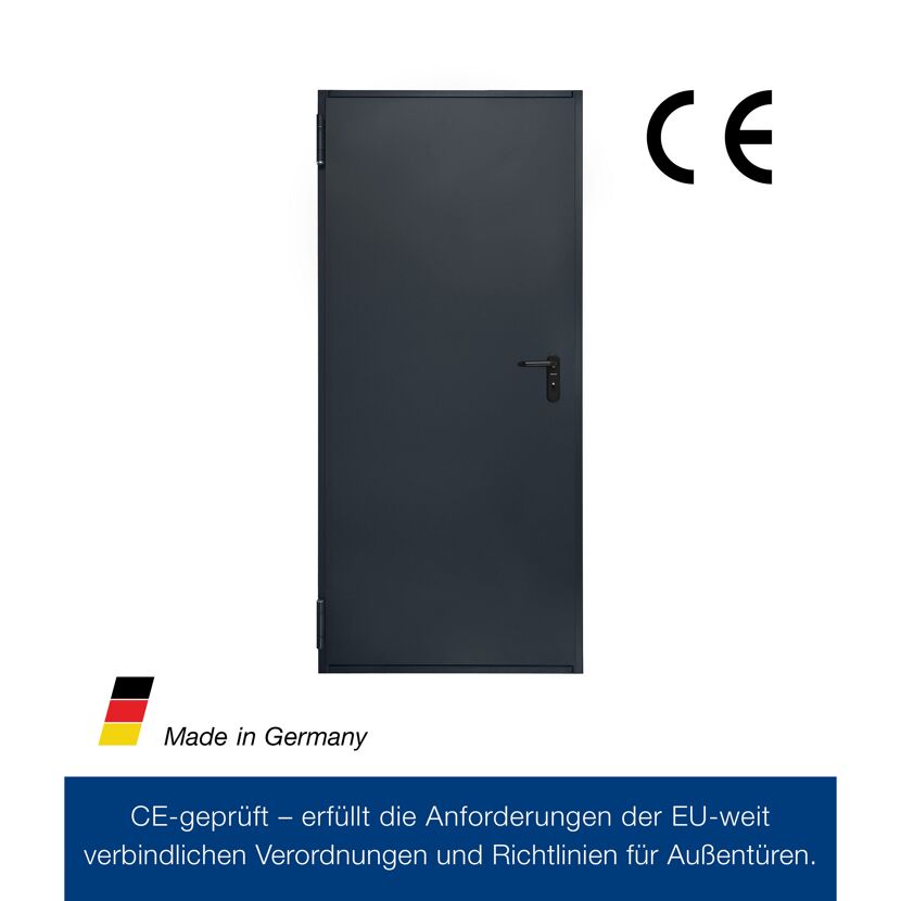 Brandschutztür 'T30 H8-5' anthrazitgrau 100 x 200 cm Links-/Rechtsanschlag