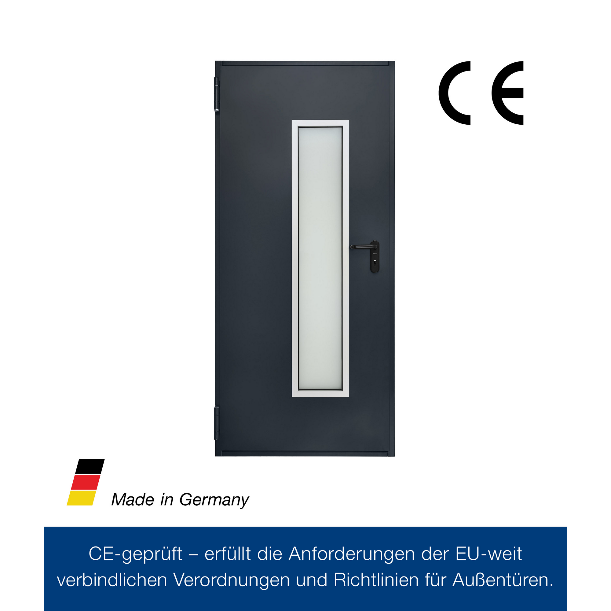 Kellertür mit Lichtausschnitt anthrazitgrau 87,5 x 200 cm Links-/Rechtsanschlag