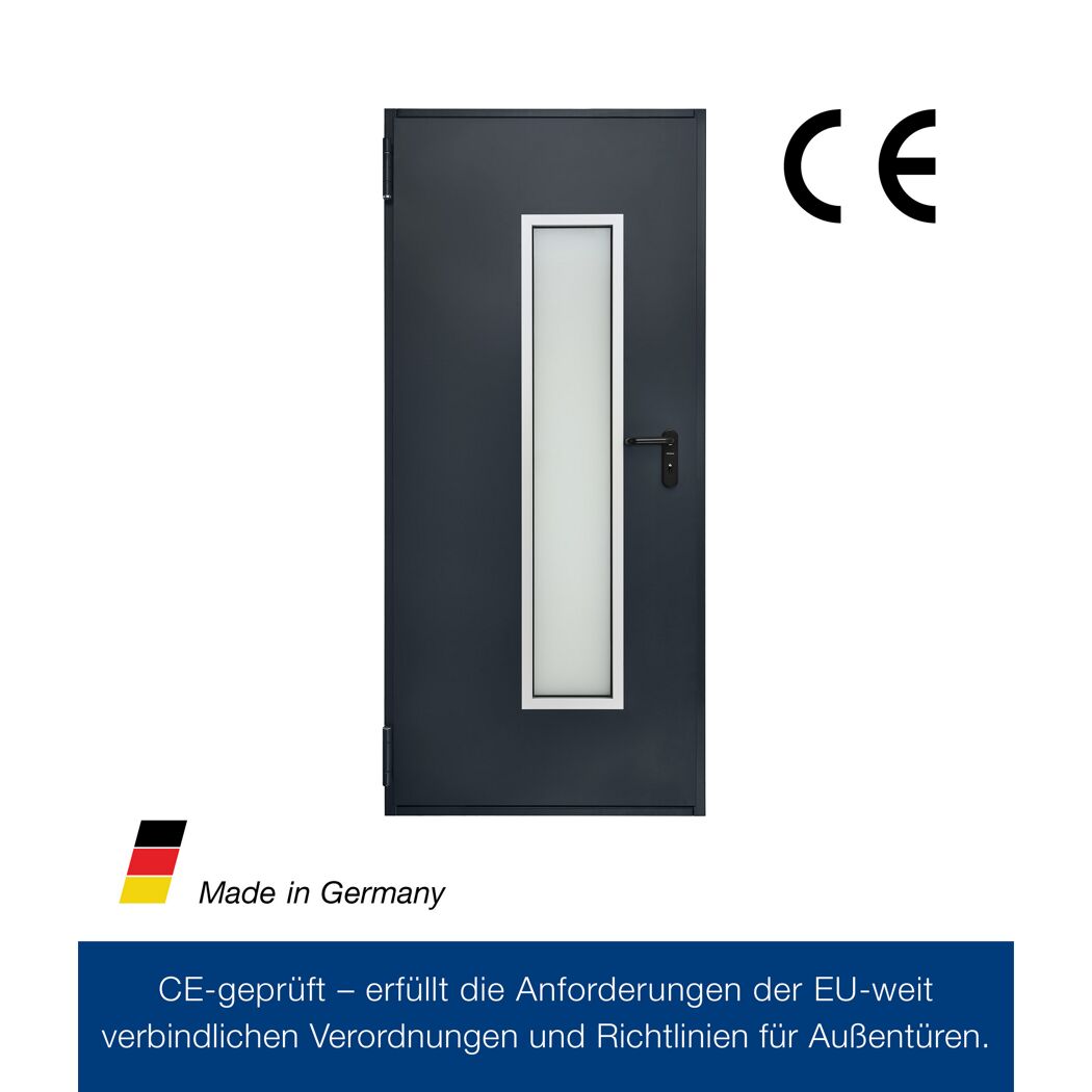 Kellertür mit Lichtausschnitt anthrazitgrau 87,5 x 200 cm Links-/Rechtsanschlag