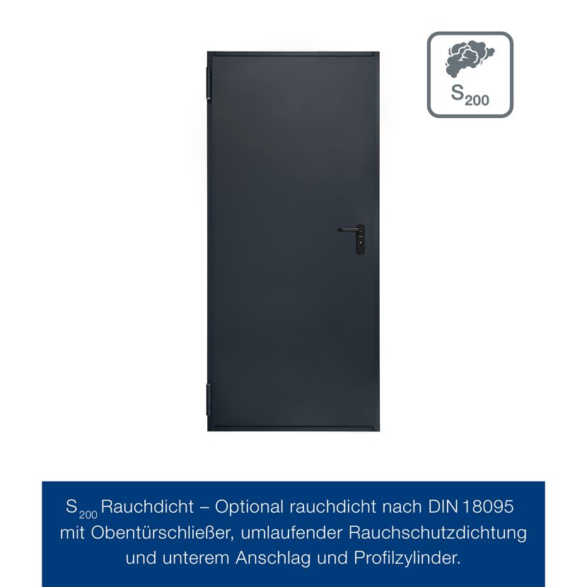 Brandschutztür 'T30 H8-5'  anthrazitgrau 87,5 x 200 cm Links-/Rechtsanschlag