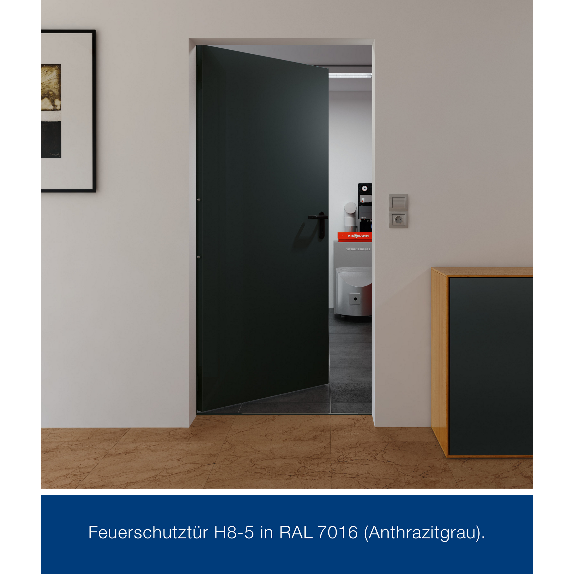 Brandschutztür 'T30 H8-5'  anthrazitgrau 87,5 x 200 cm Links-/Rechtsanschlag